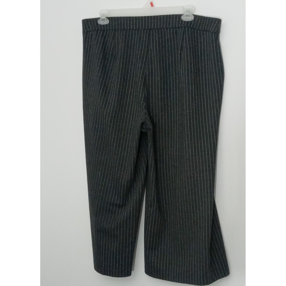 Roz and Ali Pants Gray Women's Size 2X Pinstriped Cropped Wide Leg Pre-owned